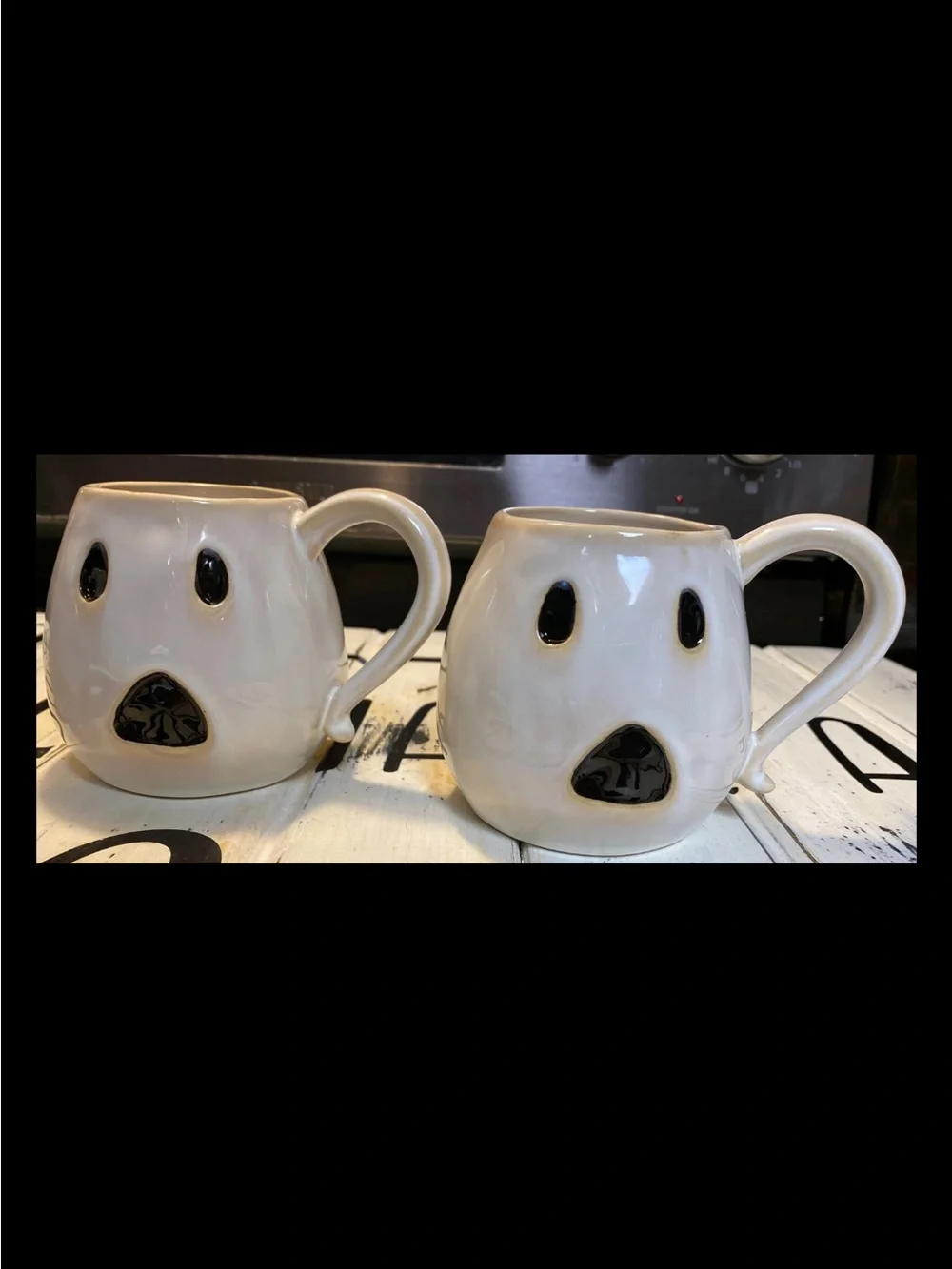 RARE NEW Pottery Barn Figural Ghost Mugs Halloween Set 4 First Edition Originals